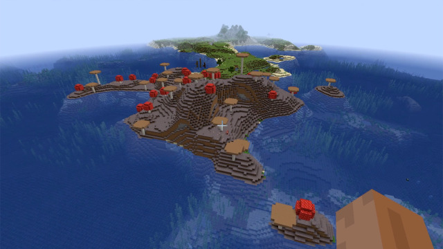 Minecraftキノコ島 Mushroom が近いマップのシード値 コマンドの達人
